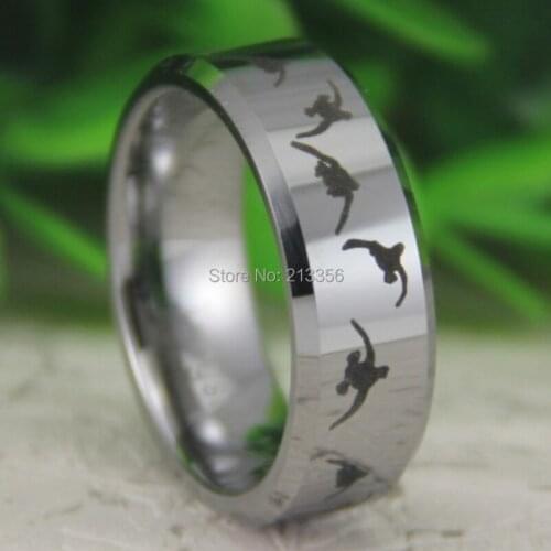 Cheap Price Free Shipping USA Canada Hot Selling 8MM Silver Beveled Duck Hunting The Lord Mens Fashion Tungsten Wedding Ring