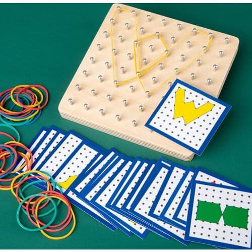 Baby Toy Montessori Creative Graphics Rubber Tie Nail Boards with Cards Childhood Education Preschool Kids Brinquedos Juguetes