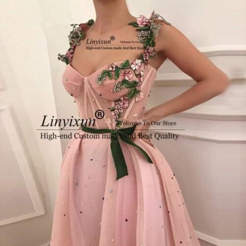 Rose Coral Long Prom Dresses With Straps Colorful Pearls Floral Embroidery Special Occasion Gown For Girls Evening Dress платье