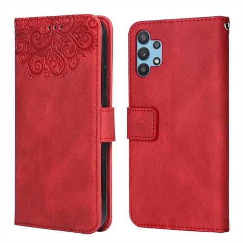 For Samsung Galaxy A32 5G Flower Embossing Case A326 A326B SM-A326B 6.5'' Wallet Flip Leather Case for Samsung A32 5G Cover