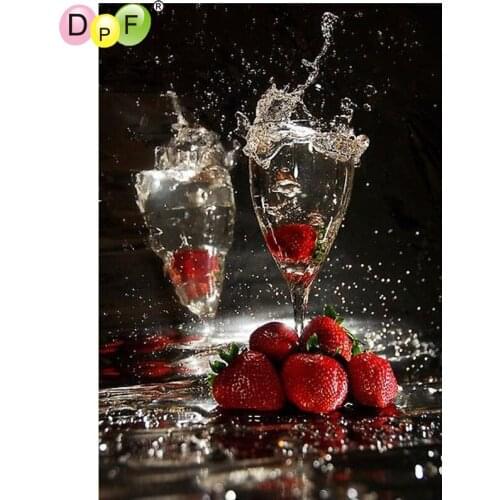 DPF DIY The cup of strawberry 5D diamond painting cross stitch home decor diamond mosaic square diamond embroidery needlework