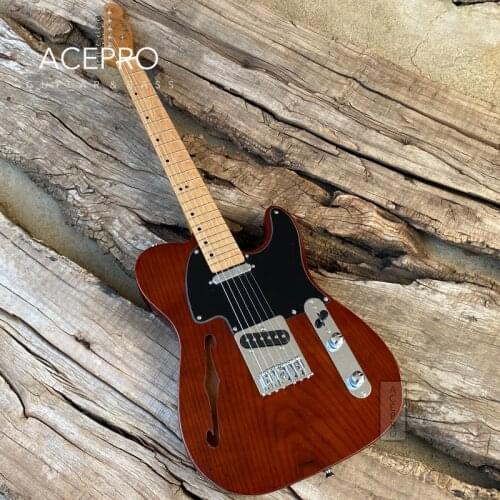 Acepro F hole Electric guitar, 2 piece Mahogany Body & 20mm Solid ASH top, High quality Brown / Blue / Green Color Guitarra