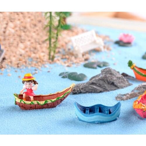 INKANEAR Resin Crafts Mini Color Boat Beach Toys Anime Figurines Micro Fairy Garden Miniature/Terrarium Ornaments Accessories