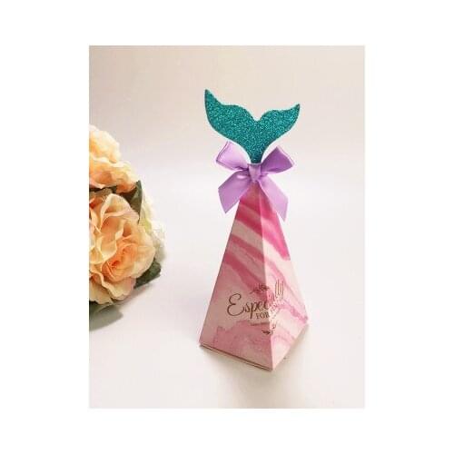 50pc Mermaid candy Party Gift Boxes for chocolate Cookies christmas wedding baby shower Birthday Packaging Supply Pillow Boxes