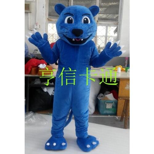 Blue Panther Mascot Costume Panther Animal Mascot Adult Halloween Carnival Birthday Party Cosplay Suit Mascot Costume
