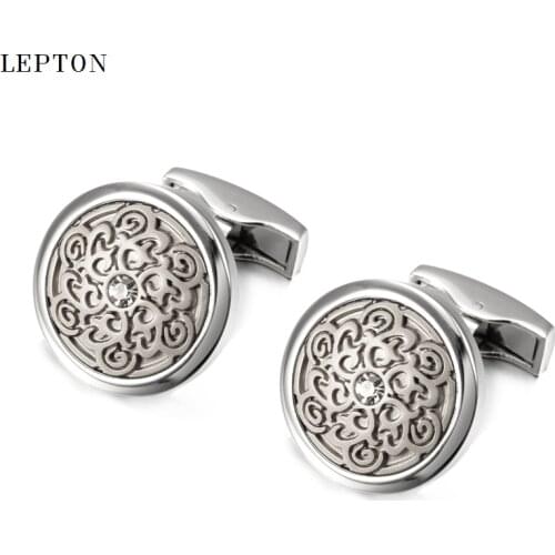 Lepton Mens Business Silver Color Totem Cufflinks Fashion Round Beautiful Totem Cuff links For Men Shirt Cuffs Cufflinks gemelos