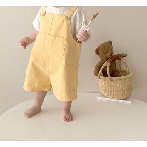 Koodykids Summer Baby Girls Boys Denim Plaid Pants Toddlers Boys Girls Denim Overall Korean Casual Simle Pants