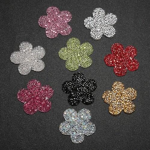 Small Flower Iron on Transfer Patches for Clothing Iron-On 3D Diy Patch Rhinestone Patches for Clothing