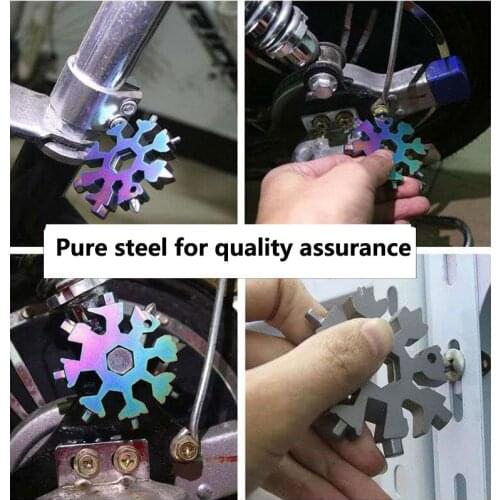 Multifunctional Snowflake Wrench Octgonal Shape 18 in one Travel Cycling Tool Universal Tool Card Bike Diy Tools Corkscrew