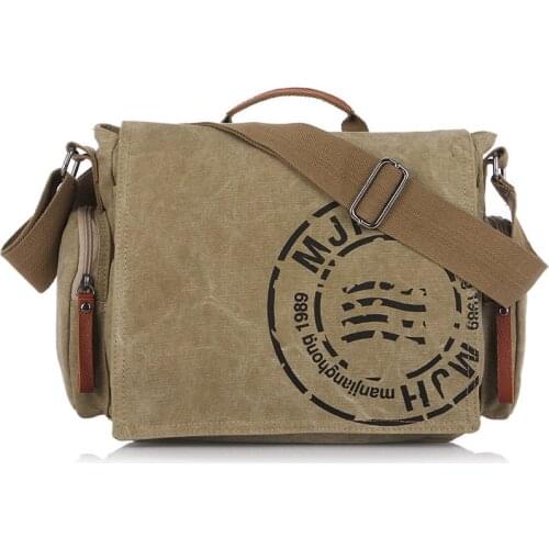 Men Business Briefcase Crossbody Bag Vintage Mens Messenger Bags Canvas Shoulder Bag Printing Travel Bags