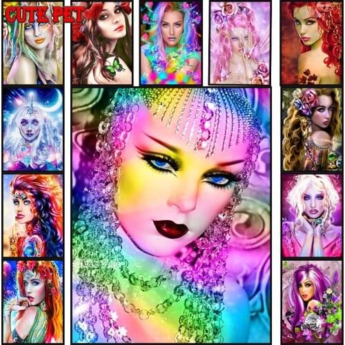 Beautiful woman 5D diamond painting set Fantasy flower girl embroidery full square drill gifts Butterfly Unicorn Elf decor salon