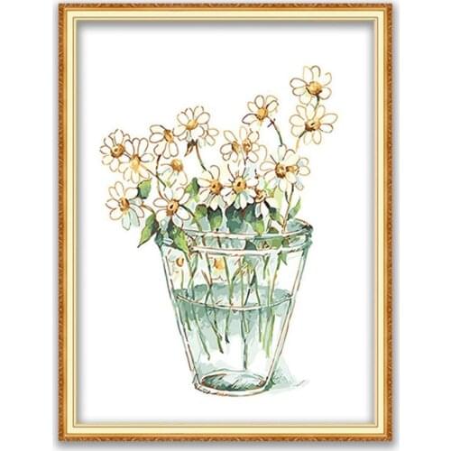 Flower DIY Embroidery 11CT Cross Stitch Kits Craft Needlework Set Cotton Thread Printed Canvas Home Decoration New Dropshipping