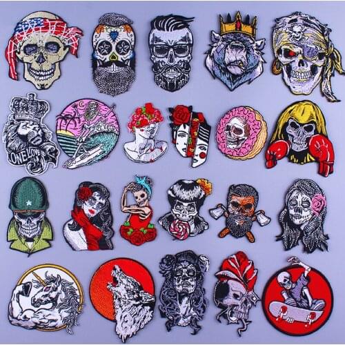 Punk Patch DIY Witch Patch Iron On Patches For Clothes Orangutan Stripes Embroidered Patches For Clothing Biker Skull Stickers