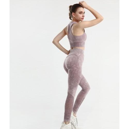 New Seamless Vertical Stripe Sexy Underwear Fast Drying Bra Fitness Breathable Soft Leggings High Waist Sports Tights Yoga Set