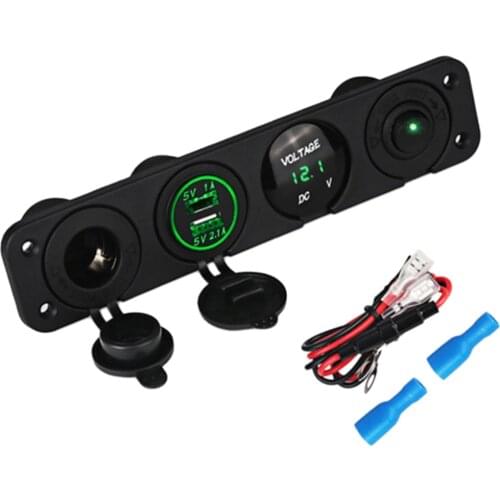 Panel Waterproof with LED Digital Colorful Voltmeter 2.1A /1Dual Charger Socket Adapter