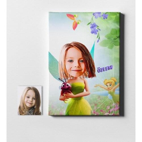 Personalized Tinker Bell Cartoon Canvas Print (50x70 cm.) 1 Special Design Souvenir Beautiful Memories Friends Lovers Gift