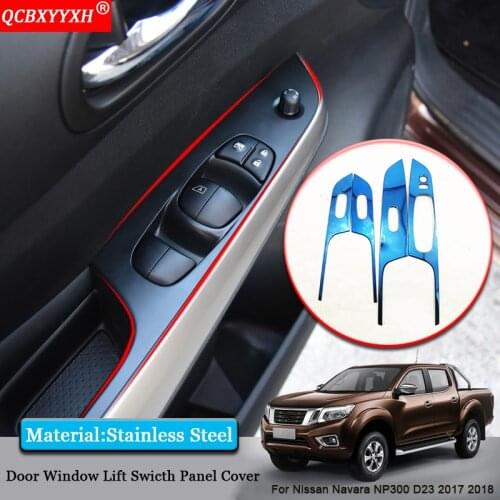 QCBXYYXH For Nissan Navara NP300 D23 2017 2018 Car-styling Car Interior Door Window Lift Switch Panel Covers Sticker Accessories