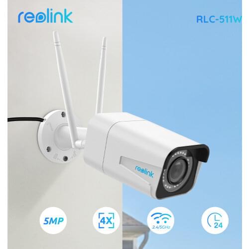 Reolink wifi camera 5MP Bullet 2.4G/5G 4x Optical Zoom Built-in Microphone SD Card Slot Night vision outdoor indoor use RLC-511W
