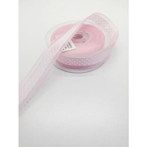 Pink Half Polka Dot Organza Ribbon 2,5 Cm 1 Metre