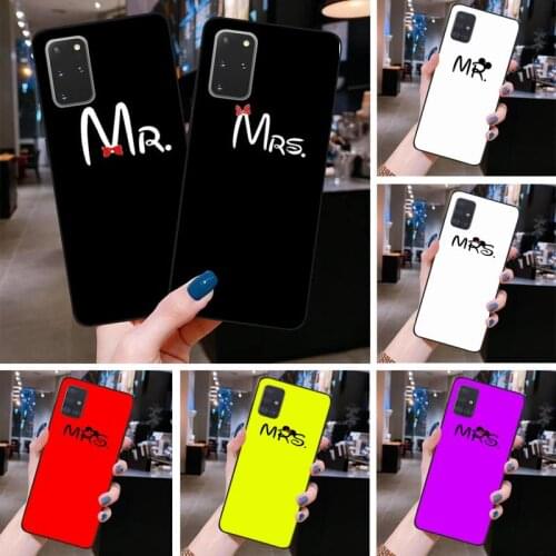 Cute Bow Mr Mrs Couple Phone Case for Samsung S20 plus Ultra S6 S7 edge S8 S9 plus S10 5G lite 2020