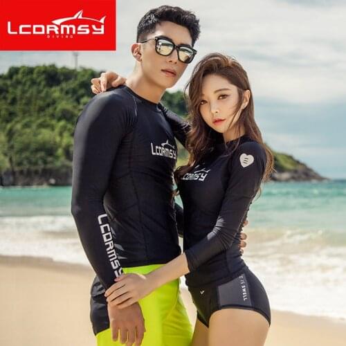 Korean version of the couple split wetsuit sunscreen long-sleeved fast dry autumn/winter swimsuit surf jellyfish snorkeling suit