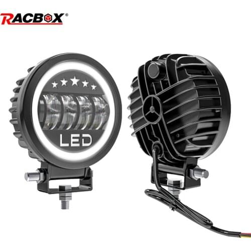 Led Work Light 4'' 7D Lens Waterproof Round Fog Light White Halo Angel Eyes Driving Light 4x4 Offroad ATV Led Work Light 12V 24V