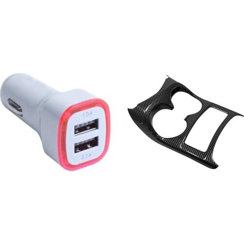 Phone Charger 2.1A LED USB Dual 2 Port Hot Adapter Socket & Water Bottle Cup Cover for Nissan Qashqai J11 2014-2020