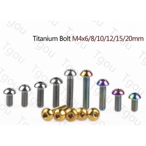 Tgou Titanium Bolt M4x6/8/10/12/15/20mm Allen Key Head Screws for Bicycles 1pcs