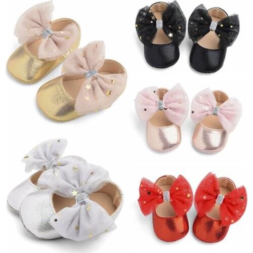 2021 Newborn Baby Shoes Girls Infant Toddler Princess Shoe Babies Walking Lace Bowknot Baby Little Girl Flats Shoes First Walker