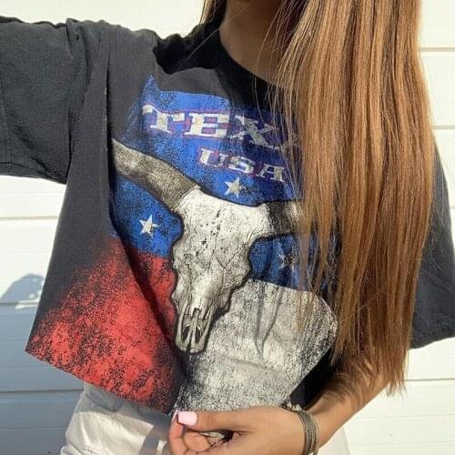 Chic Animal Letters Print Loose Cropped Tees Black Mini T Shirts for Women Teens Girls 2021 New Summer Casual Streetwear Ladies