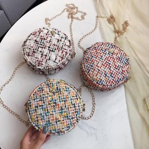 Hot Fashion Round Women Messenger Bag High Quality Woolen Cloth Shoulder bag Clutches Top-Handle Handbags Bohemia Chain Bag