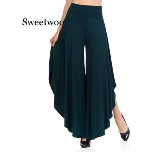 2020 Irregular Ruffles Wide Leg Pants Women High Waist Pleated Pants Femme Casual Loose Streetwear Trousers
