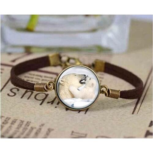 Hot Sale Polar Bear bracelet Polar Bear Love Jewelry Mother & kid Collares to.us bear gift Art photo bracelets Bangle