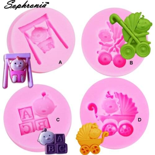 10PCS/SET M-C076 Baby Series Silicone Mold Fondant Chocolate Child Party Cake Party Craft Car Mould Candy Mold Kitchen 4pcs/set