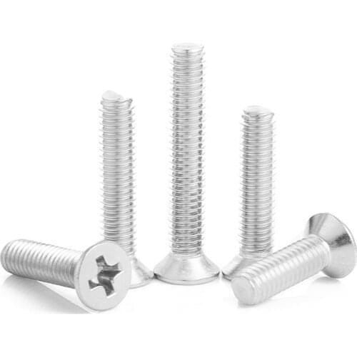 10pcs M3 M4 M5 M6 35/40/45/50/55/60 mm A2-70 304 stainless steel cross countersunk head screws