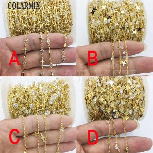 3 meters Handcrafted chain necklace multi kinds crystal beaded Rosary chain accessories for jewelry making 51116