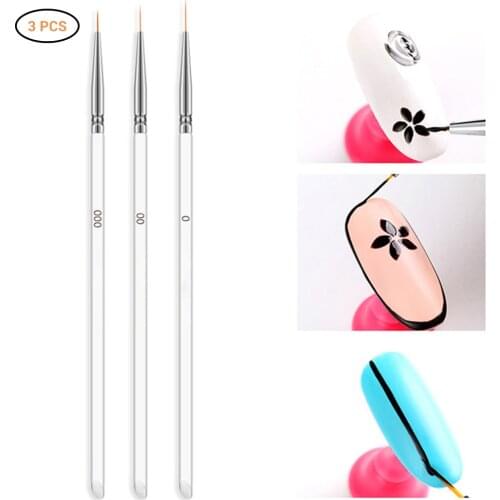 3 Pcs Professional Double Head Nail Painting Flowers Pen Set Non-deformation Durable Nail Art Dotting Tool Home Nail Art Pen