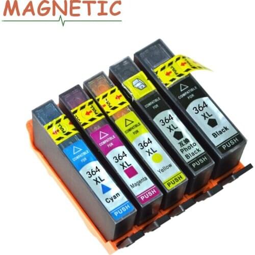 5Pcs Magnetic Compatible Ink Cartridge For HP364 For HP DeskJet 3070A 3520 Officejet 4610 4620 4622 5510 5520 6510 7510 364
