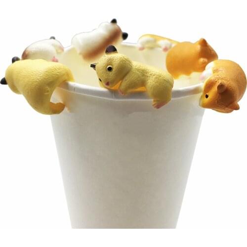 5pcs/set Hamster Shape Action Figure Cute Animals Hamster PVC Figure Toys For Mug Tea Bag Holder Decorations
