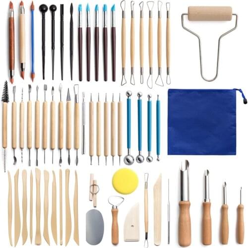 61pcs Pottery Tools Set Polymer Clay Sculpting Kit Diy Sculpt Smoothing Wax Carving Ceramic Shapers for Modeling Carved Tool