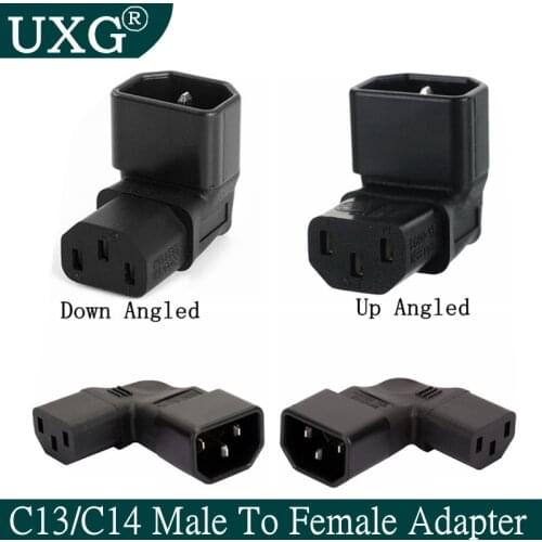 IEC 320 C14 to C13 Left Right Angle AC Adapter IEC 3Pole IEC 320 3pin Male to Female extend 90 Degree Down Up Angle AC converter