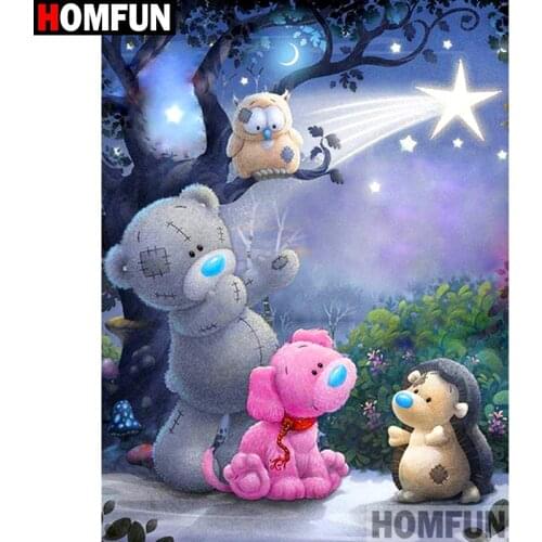 HOMFUN Full Square/Round Drill 5D DIY Diamond Painting "Cartoon bear owl" Embroidery Cross Stitch 3D Home Decor A10705
