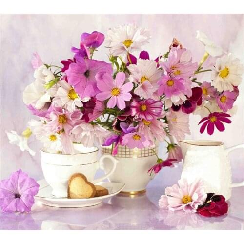 NEW 5D DIY Diamond Painting Cross Stitch Vase arrangement Crystal Needlework Diamond Embroidery Full Diamond Decorative flower