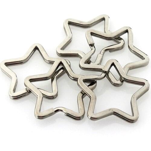 5pcs Metal Heart Star Shape Split Rings Double Loop Keyring Fashion Special Keychain Keys Holder DIY Leather Craft Hardware