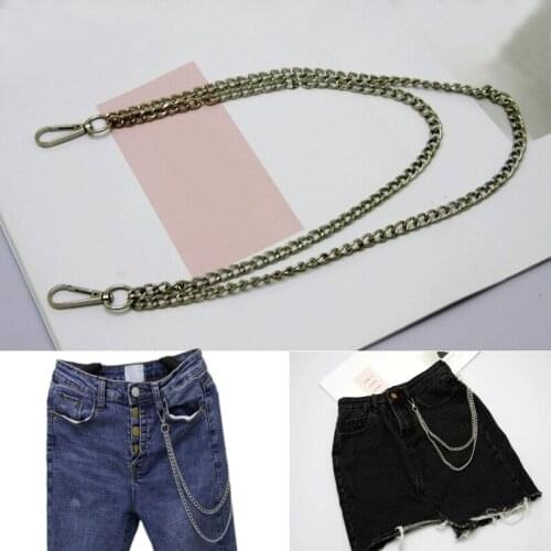 48cm Long Metal silver Belt Chain Rock Punk Pant Jean Keychain Hip Hop Ring Clip Gothic Mens accessories