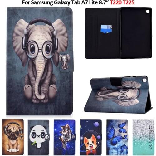 Tablet For Samsung Galaxy Tab A7 Lite Case Coque PU Leather Wallet Cartoon Cover For Galaxy Tab A7 Lite Case Funda 8.7 T220 T225