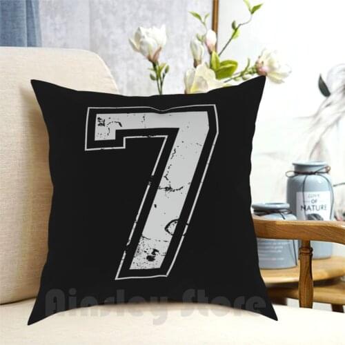 Number 7 Seven Gray Jersey Sports Athletic Player Pillow Case Printed Home Soft Throw Pillow 7 Number 7 Seven Number