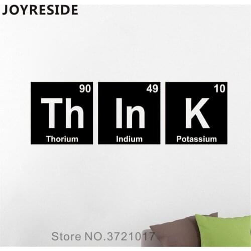 JOYRESIDE Think Quotes Wall Decal Chemistry Art Wall Sticker Vinyl Decor Home Livingroom Decor Interior Designed Mural A1154