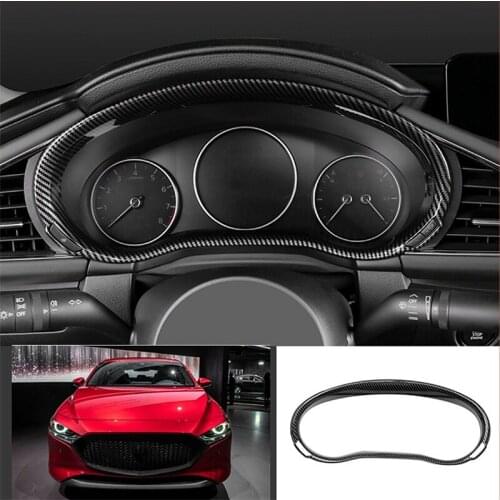 For Mazda Axela 3 2019 2020 Carbon Fiber Interior Dashboard Meter Display Frame Cover Trim