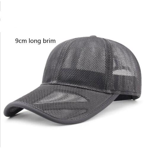 Mens hats breathable mesh caps long brim baseball caps womens sun protection sun hats plus size